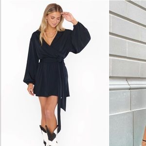 Show Me Your MuMu - Chloe Collared Dress - black slinky stretch